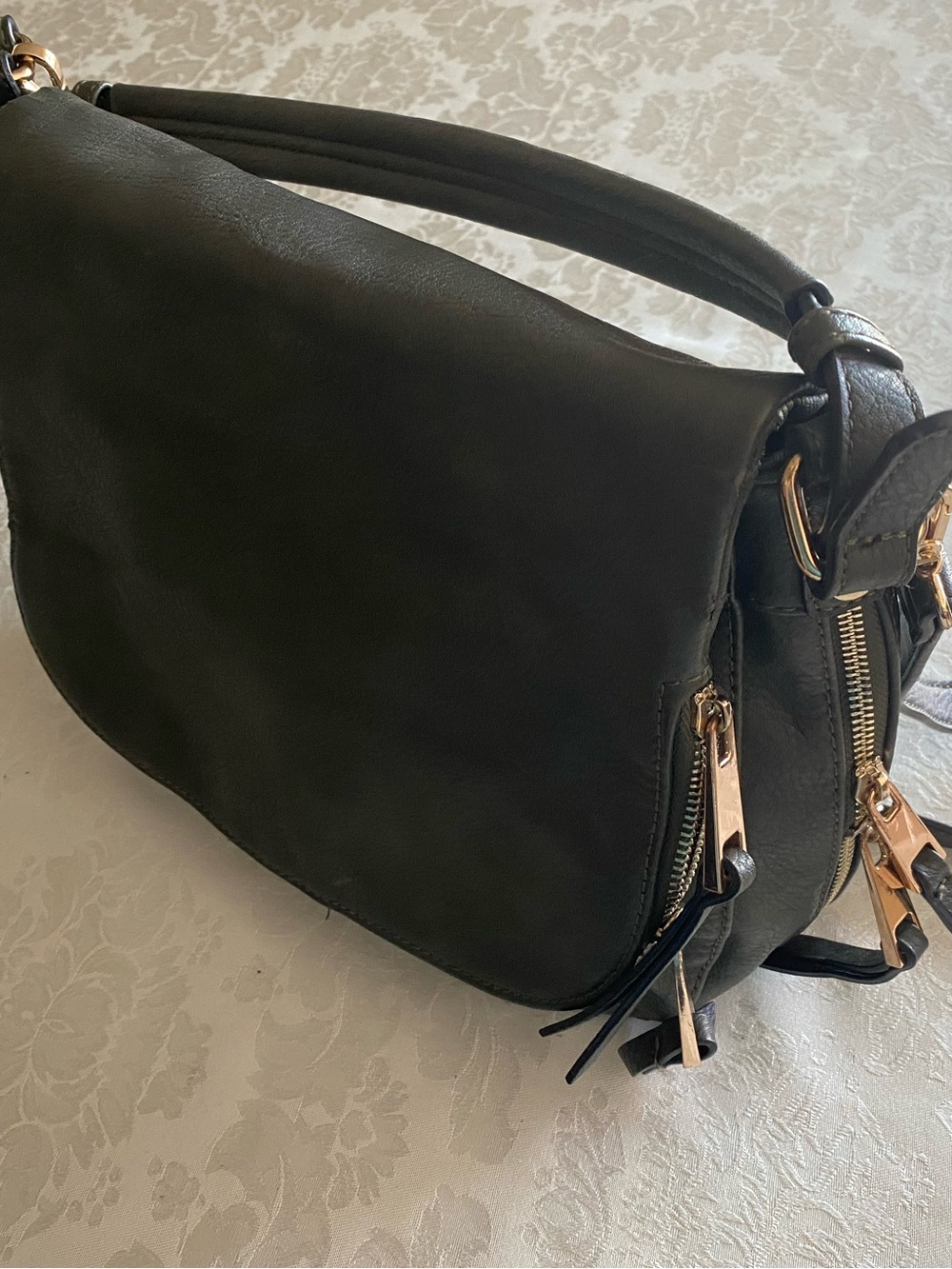 Moda Classic Dark Green Leather Crossbody Bag